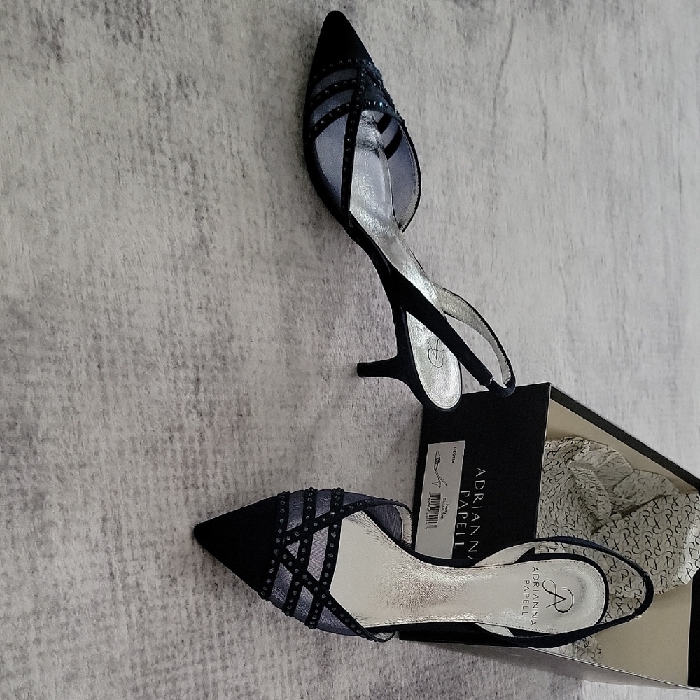 Satin Navy Heels With Sparkle